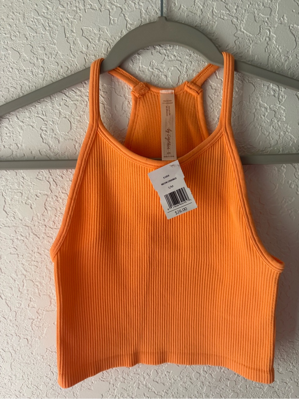 By Together Orange Ribbed Racerback Crop Top